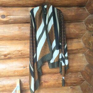 Joy Susan NWT Earth Tones Stripes Abstract Boho Shawl Cover Up Wrap One Size